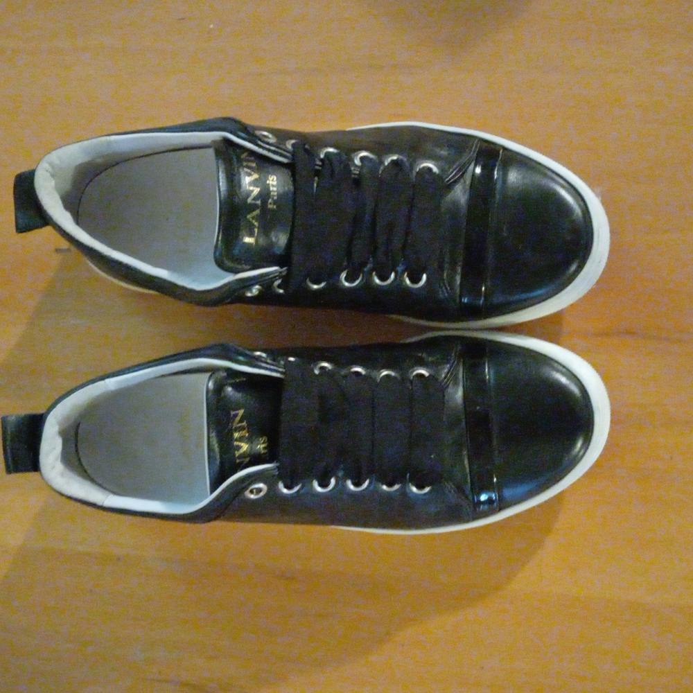 Lanvin Black and White Leather Low-Top Sneakers